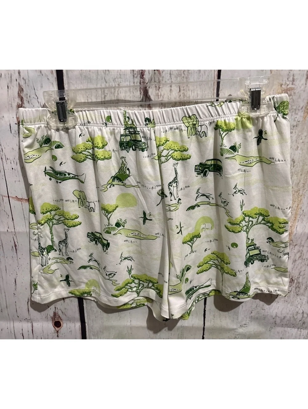Kate Spade New York Women's Green/White Safari Print 2-Piece Pajama Set Size S